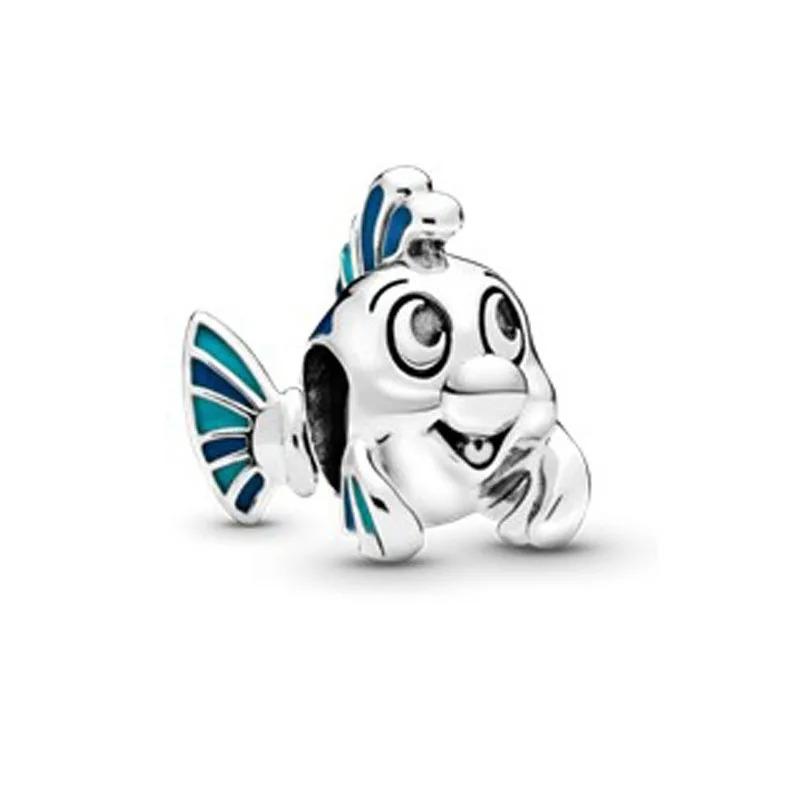 Miniso Disney 925 Silver Charms Bracelet Cute Cartoon Bear Dog Cat Fish DIY Bead Jewelry Women Accessories