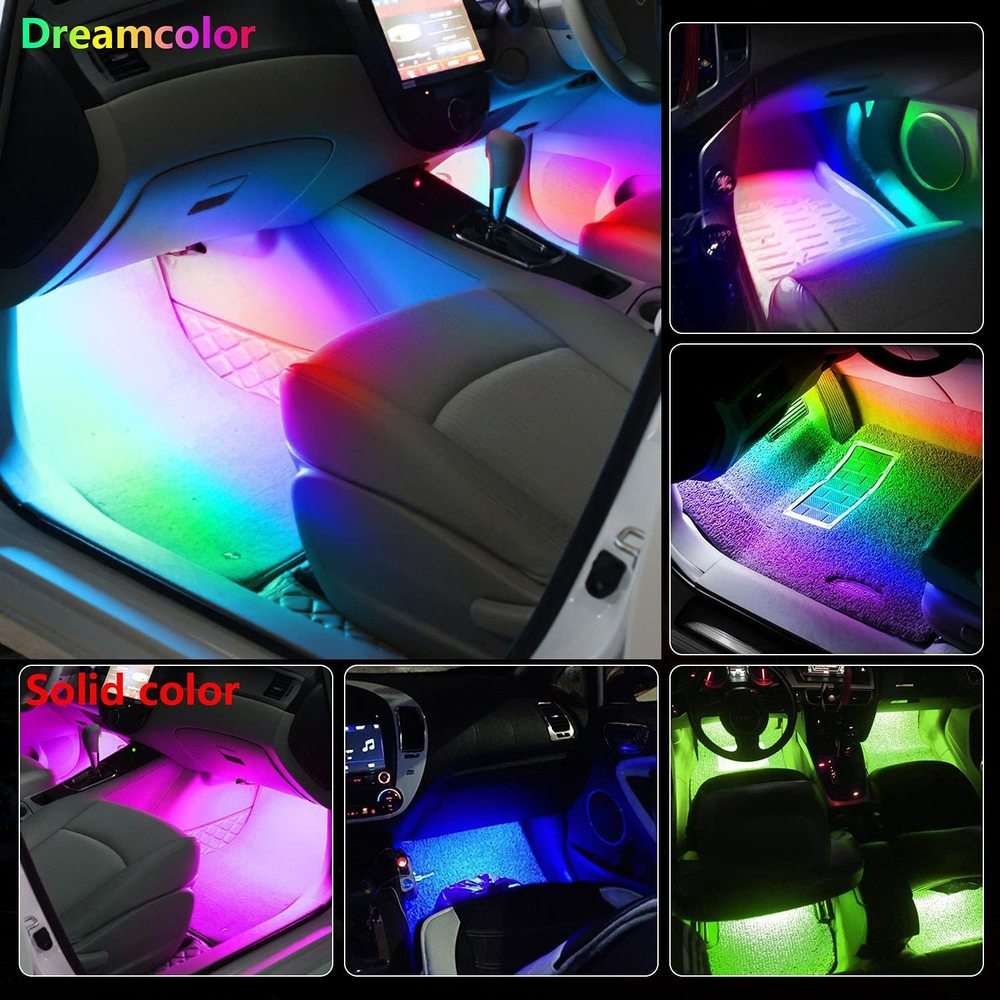 72LED One For Four Car Interior Ambient Foot Strip Light Backlight Remote App Music Control RGB Decorative Lamps