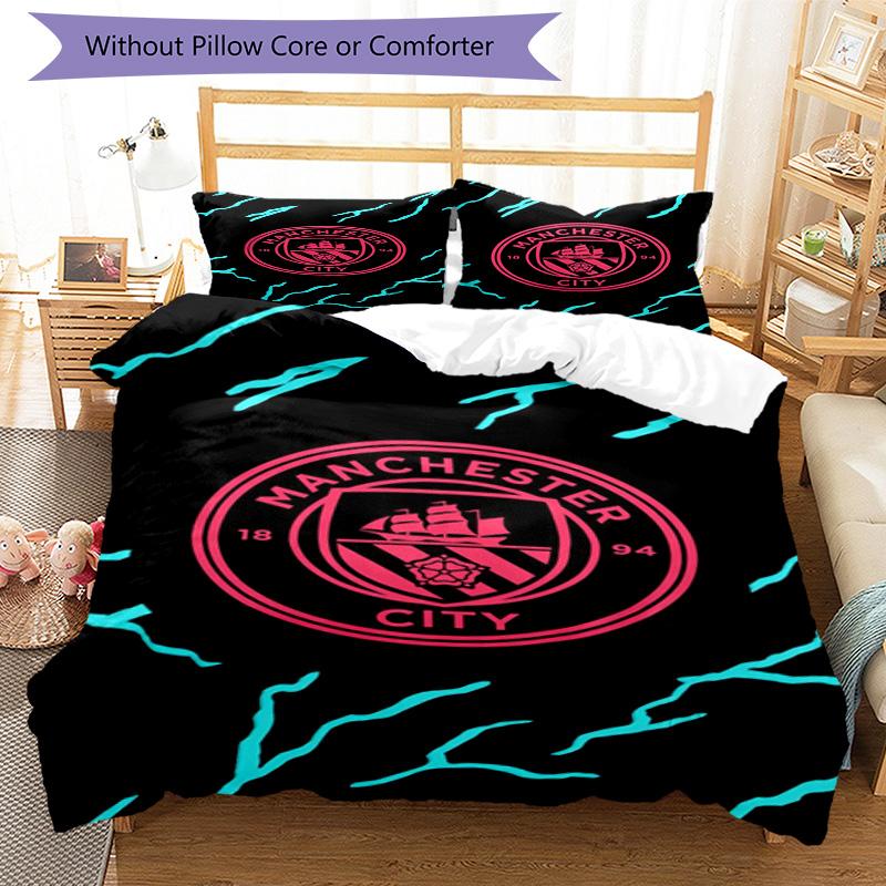 City Football Club Printed Pattern Duvet Cover Set – Includes 1 Duvet Cover and 2 Matching Pillowcases Bedroom Decor Christmas Gifts
