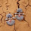 Brass Silver Oxidised Mandala Design Lightly Embellished Drop Earrings for Women and Girls