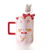 Cartoon Animal Ceramic Cup Cute Cute High Value Water Cup Girl Student Couple Mug with Lid and Spoon