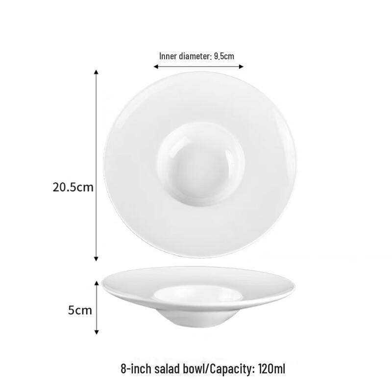 ZISIZ White Ceramic Pasta Soup Salad Plate