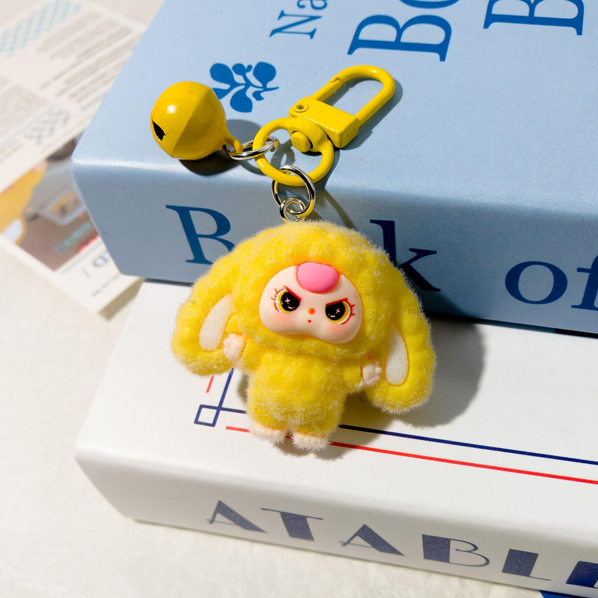 

Колокольчик Флокирование Большие Уши Трехлетний Ребенок Мультяшный Брелок Трехмерная Фигурка Студенческий Рюкзак Подвеска LAbubu жёлтый