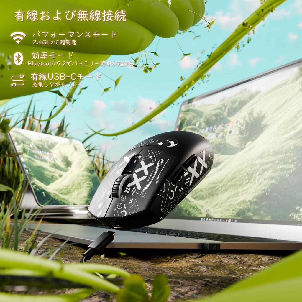 ATTACK SHARK G3 Wireless Gaming BK52820 25000 PAW3311 3 Modes Programmable 500mAh 80 Micro 40G DIY Stickers For Gaming and Office Use Mouse,