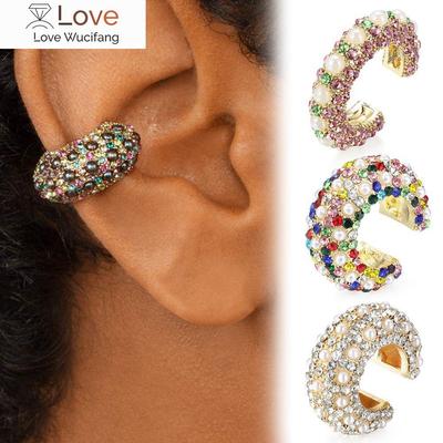 Fashion Gift No Pierced Party Jewelry Rhinestone Dangle Cubic Zirconia Ear Cuff Cz Cuff Earrings Statement C -Shaped