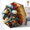 1pc Christmas Horse Santa Hat Automatic Opening Folding Umbrella, 8 Bone Iron Frame Outdoor Umbrella, Perfect Gift for Fans, Travelers, Daily Use.B004