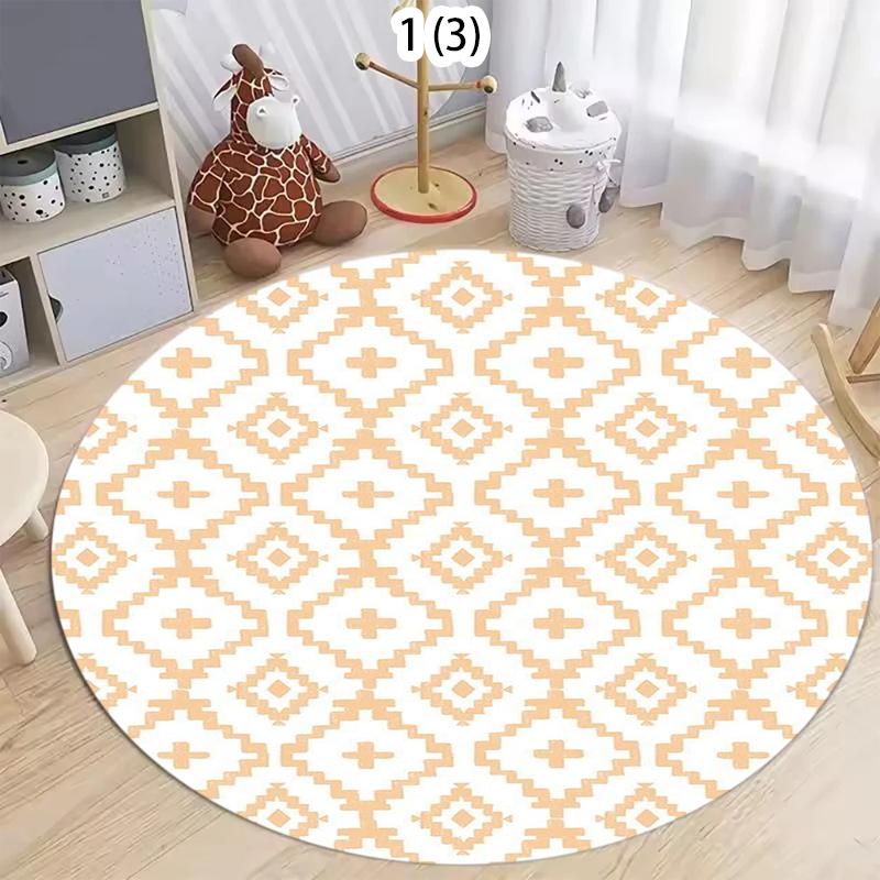 Runder weicher Boho geometrischer Teppich rutschfest waschbar kreisförmiger Bodenbelag für Wohnzimmer Schlafzimmer Kinderzimmer Heimdekoration