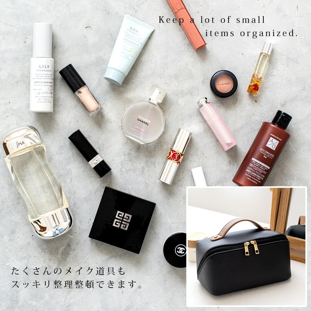 Simple Travel Vanity Pouch for Women and Cosmetics and Cute Vanity Pouch with Black [Rename] Wide-Opening, Lightweight, Adults, Makeup, Storage,