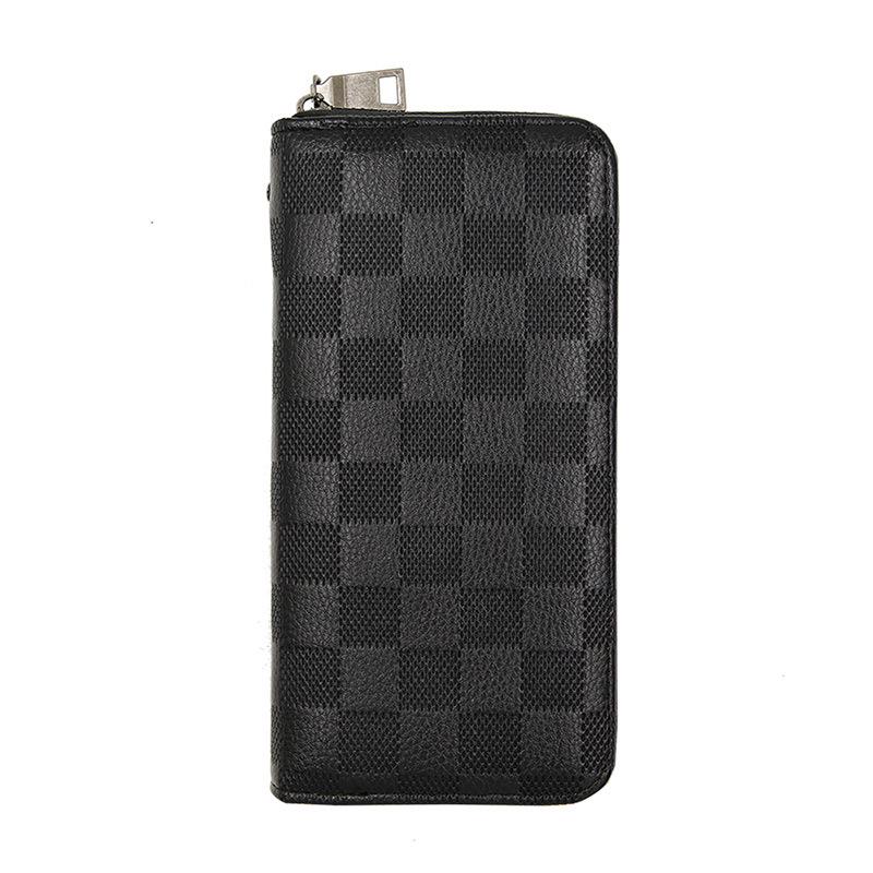 Schoolbag Plaid New Men's Zipper Clutch Bag Long Casual, Large Capacity Men's Wallet Wallet