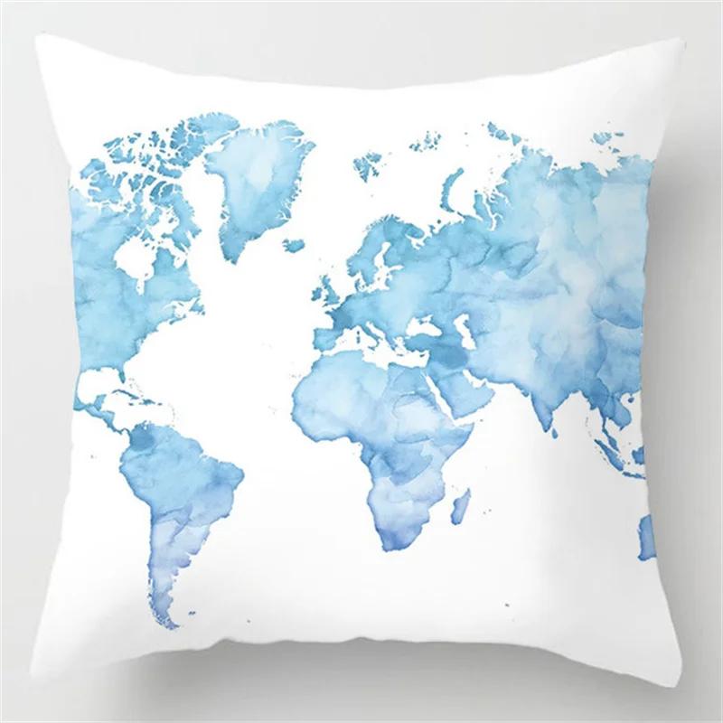 45x45cm Modern Geometric Cushion Cover Art Blue Marble Print Pillowcase Car Sofa Office Waist Throw  Home Decor