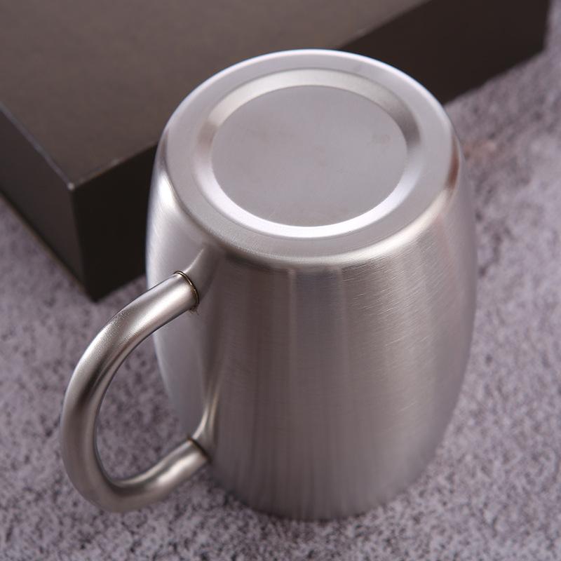 400ml Stainless Steel Double Wall Beer Mug with Handle Lid Portable Office Coffee Milk Cups Big Belly Cup Household Drinkware
