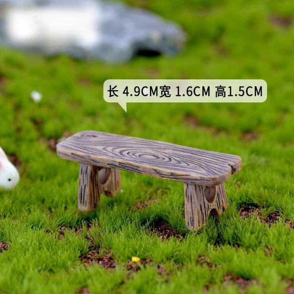2Pcs Mini Wooden Park Bench Chair Succulents Bonsai Ornaments Romantic Resin Love Stool Small Ornaments DIY Fairy Garden Decor