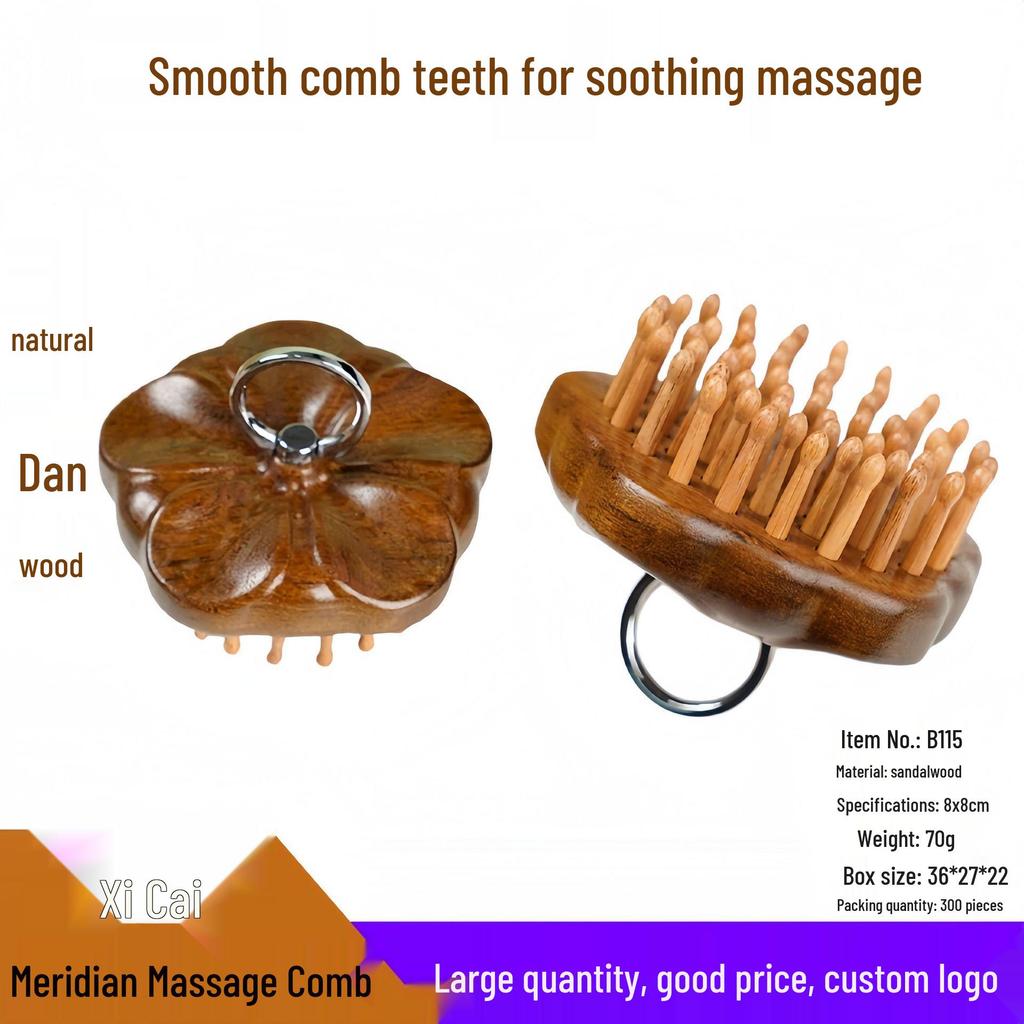 Sandelholz Meridian Massagekamm, Natürlicher Gesundheits-Holzkamm für Männer & Frauen, Akupunkturpunkt-Therapie für zu Hause.