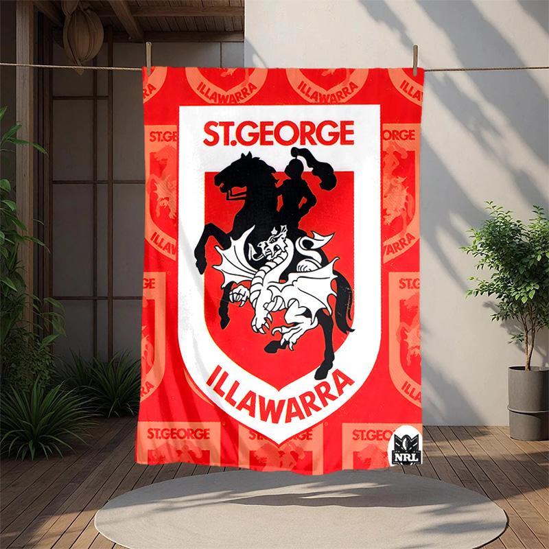 St George Illawarra Flannel Blanket Soft Warm All-Season Throw, Design for Camping, Car Travel, Hiking Sofa, Bed, Office Perfect Gift for Parties