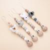 Baby Anti Drip Silicone Bead Chain Care Handmade Wood Teether Nipple Chain  Teether Chain  Clip Teething Chew Toys