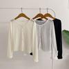 Honey J Sheer Flower Button Cardigan 3color