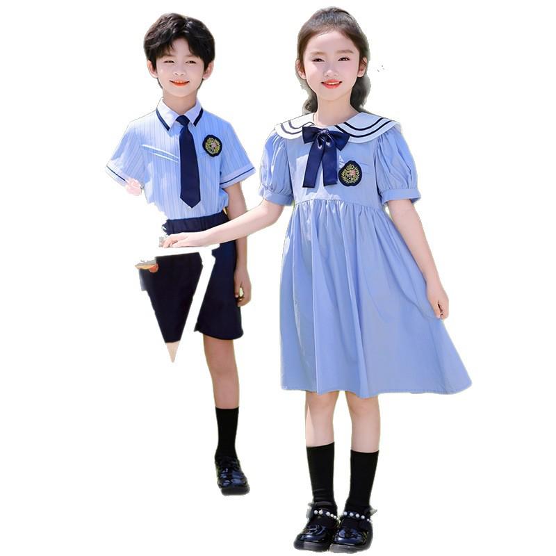 Set Uniforme Estiva Stile Britannico per Ragazzi e Ragazze - Camicia a Maniche Corte, Perfetto per le Foto della Maturità della Scuola Primaria