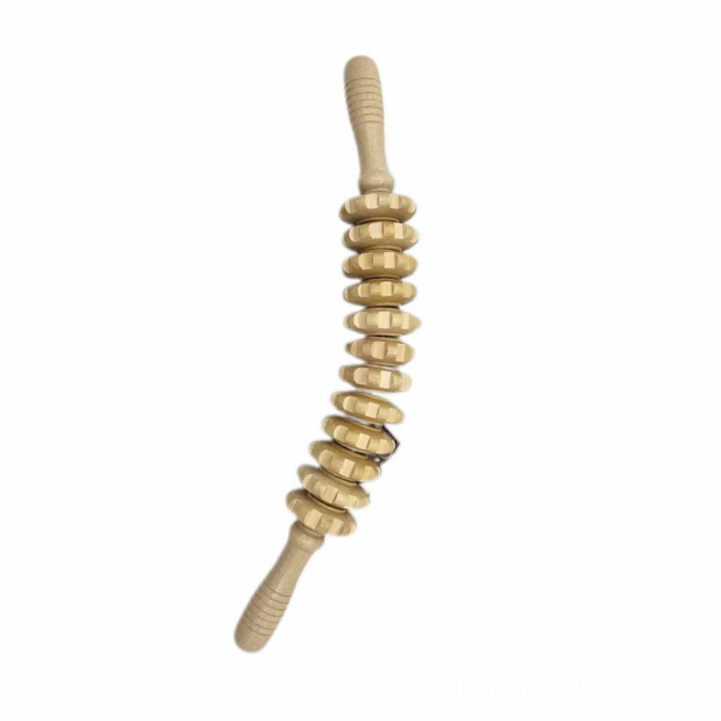 Beech Wood Rolling Pin Massager for Whole Body Gua Sha Therapy and Meridian Massage with Eight and Ten Beads
