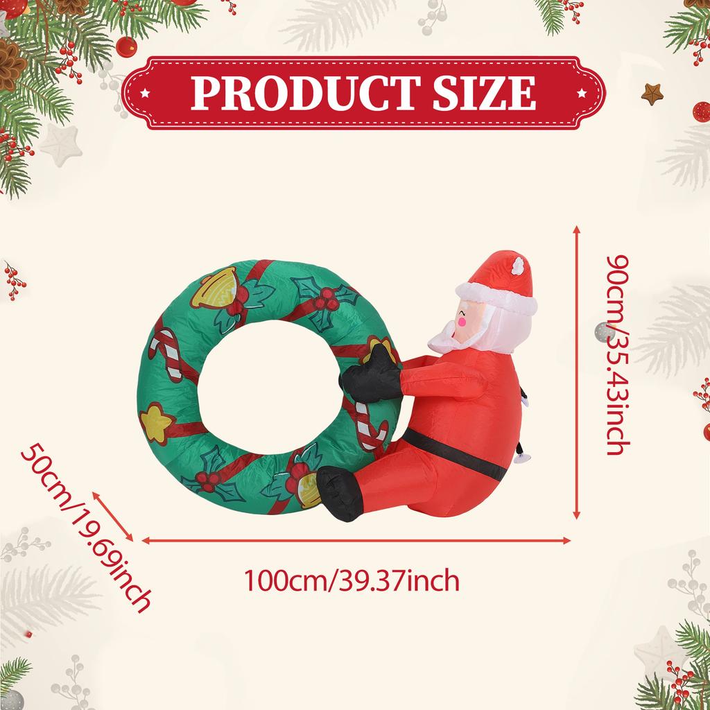 1/1.8M Christmas Inflatable Santa Claus Climbing Wall Decor for Front Door Yard Roof Holiday Outdoor Inflatable Decoration