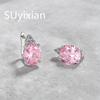 925 Sterling Silver Light Luxury Fashion Multi-color Egg-shaped Zircon Earrings, Birthday Party Anniversary Gift