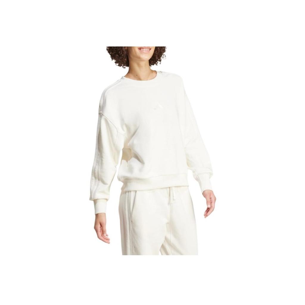 Adidas Casual Crew Neck Sport Long Sleeve Pullover Sweatshirt Women Tops White IW1132