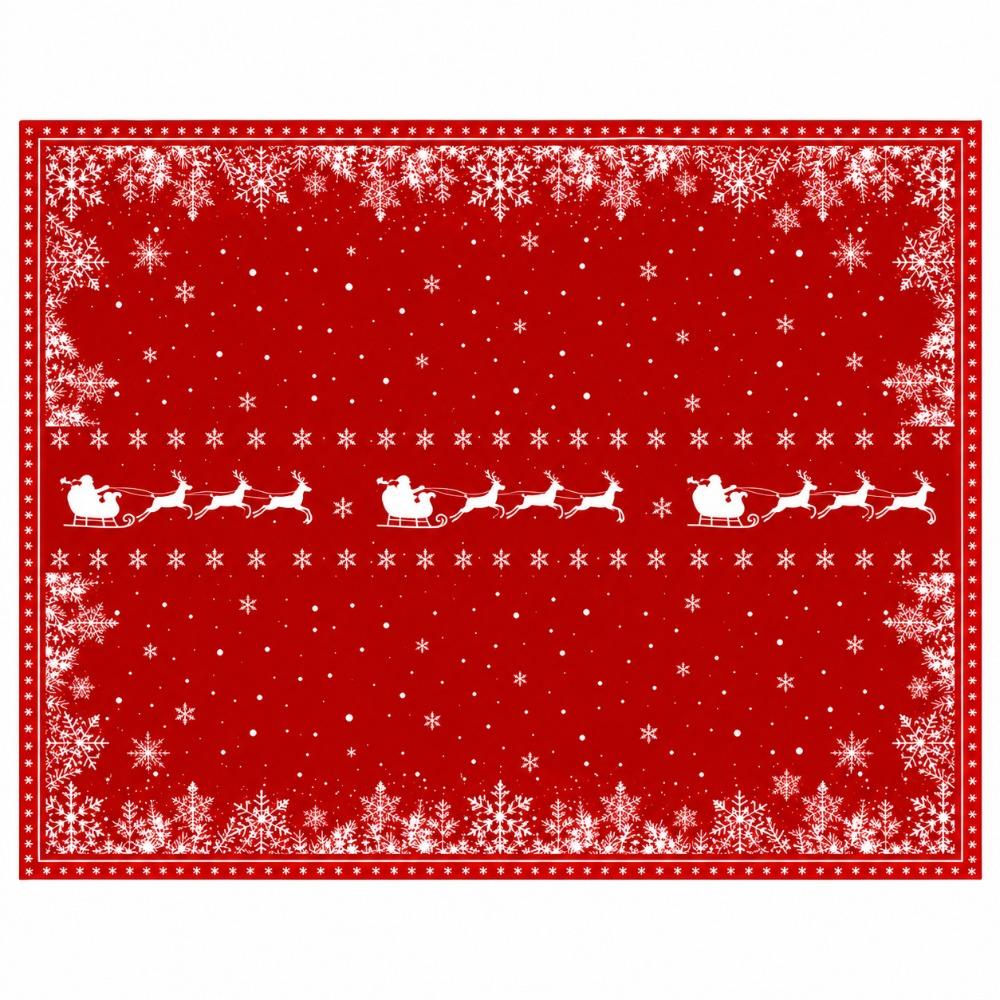 Tablecloth Christmas table linen tabletop holiday decoration with snowman and Santa Claus printed table Cloth Bobsled Bell