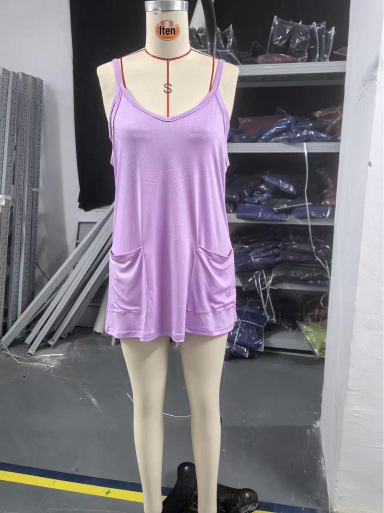 2025 Summer Women's Sleeveless Solid Romper Jumpsuit Casual Set