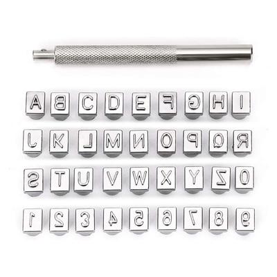 Sada razítek s velkými písmeny a číslicemi, 1/4” / 6mm Sada razítek s abecedou Sada nástrojů pro ražení kůže