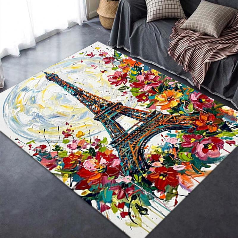 2025 New Paris Eiffel Tower Carpet Rug for Living Room Bedroom Home Sofa Decoration,Kids play Non-slip Floor Mat98