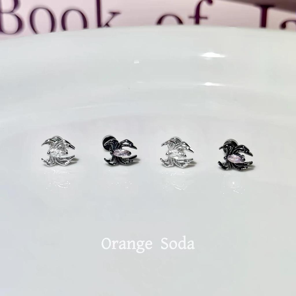 Retro Dark Spider Zirconium Titanium Steel Ear Stud