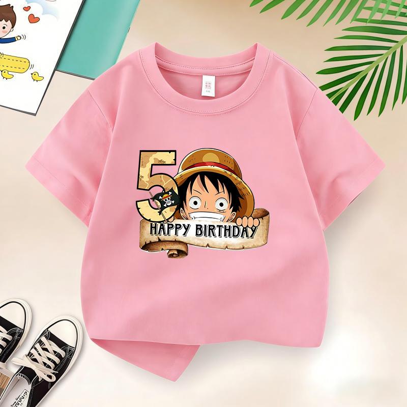 New Arrival AnimeThemed Happy5 Birthday Kids Pure Cotton Printed TShirt A Perfect Gift
