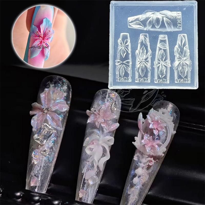 3D Blumen Nagelform DIY Silikonwerkzeuge - Hawaii Hibiskusblütenblatt Design Harzformen für Nagelkunst Schnitzerei