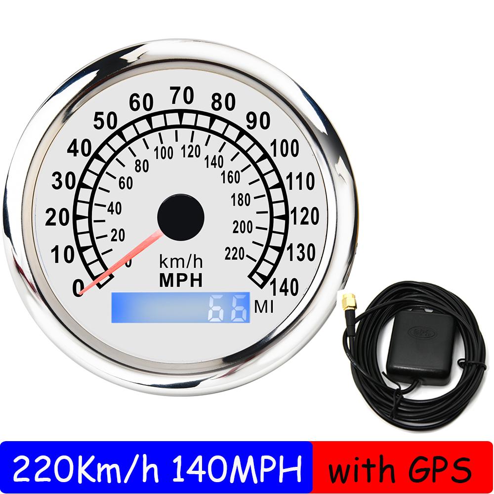 ZMFJH 85MM GPS Speedometer Gauge with GPS Antenna 0-220KMH,0-140MPH Speed Meter for Marine Boat Yacht Auto Car 12V24V