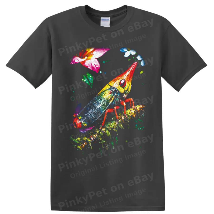 Grasshopper T Shirt Colorful Tropical Insect Botanical Nature Art Graphic Tee