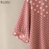 ZANZEA Women Casual V-Neck Loose Polka Dot Print Half Sleeve Blouse