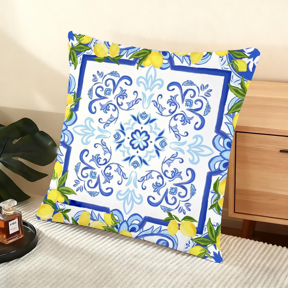 Lemon Tree Cushion Cover Soft Short Plush Pillow Cover Smooth Cozy Texture Aesthetic Cushion Case Home Decor