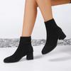 2025 New Women's Fashion Boots Square Toe Rough Heel High Elastic Short Boots Leopord Fashion Comfortable Plus-size Women Shoes