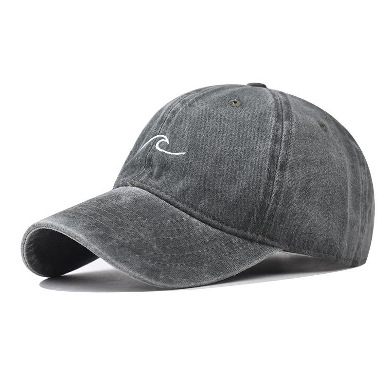

Simple Vintage Hip Hop Hats For Women Men Snapback Caps Wave Ripple Embroidery Baseball Cap Solid Color Washed Cotton Dad Hats Adjustable