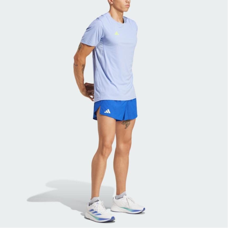 Adidas Adizero Essentials Round Neck Printed Casual Short Sleeve T-Shirt Men Tops Light-Blue IX2842