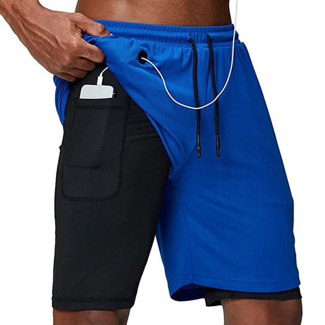 Laufshorts Herren Fitness Gym Training Sporthosen Schnelltrocknend Workout Gym Sport Joggen Double Deck Sommer Herrenshorts