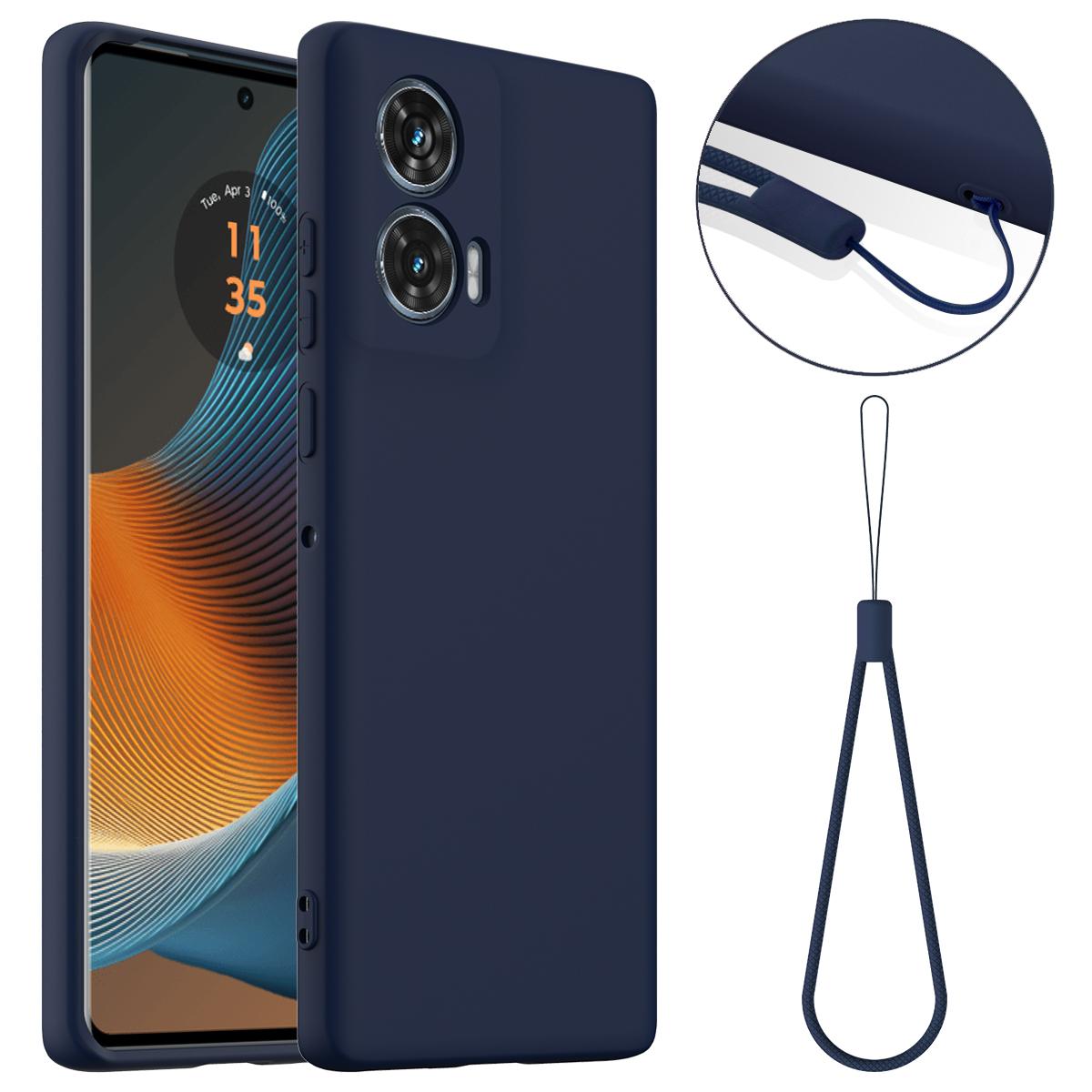 

For Motorola G96 5G/Edge 50 Fusion 5G Magnetic Case Anti-Drop Liquid Silicone Phone Cover with Lanyard B