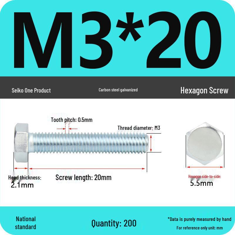 8.8 Grade Galvanized Hex Head Bolt, High-Strength M4-M30