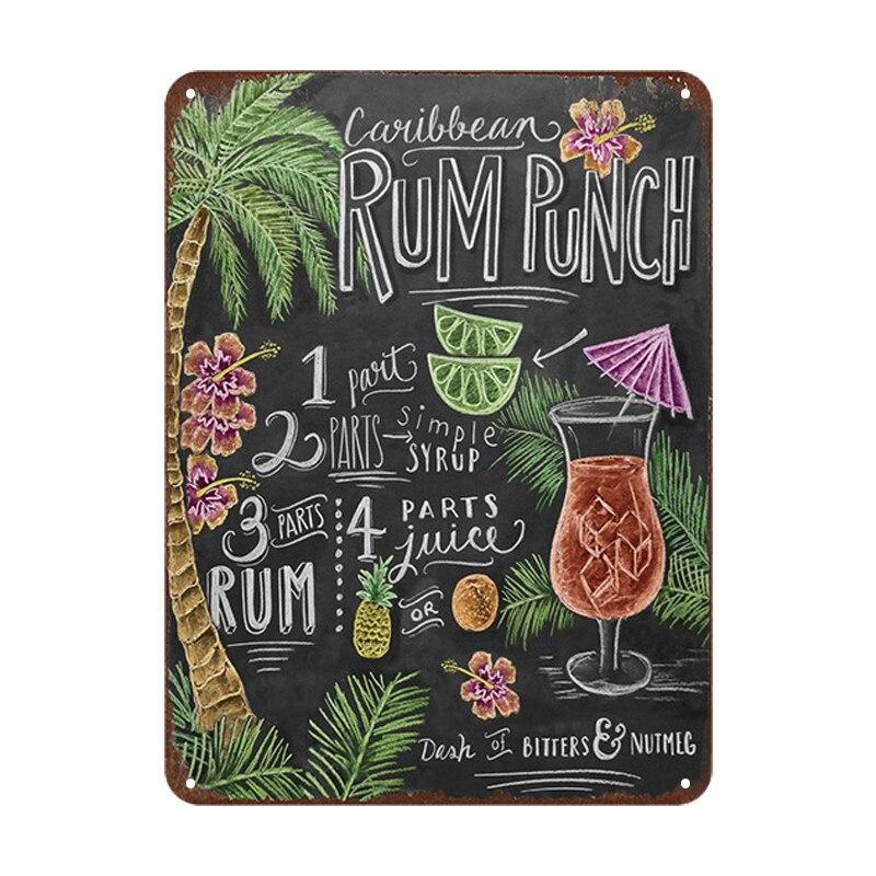 Mai Tai Cocktail Plaque  Vintage Metal Signs for Bar Pub Club  Whiskey Pimms Cup Retro Tin Poster  Wall Decor for Home Kitche
