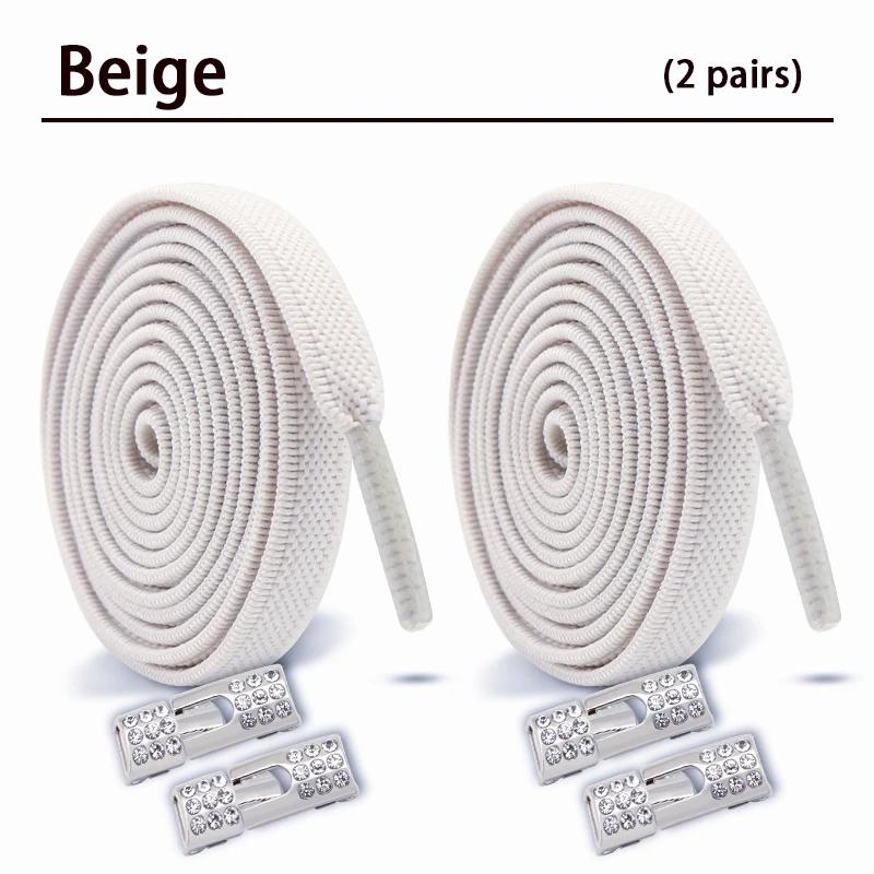 2 Pair Diamond Lock Shoelaces Without Ties Elastic Laces Sneakers No Tie Shoe Laces Kids Adult Wide Shoelace Shoe Accessories