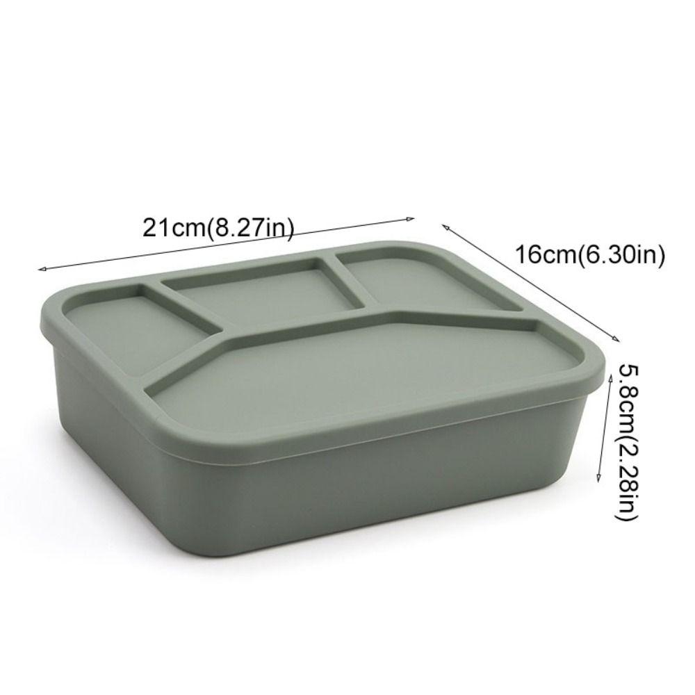 4 Compartment Silicone Lunch Box Microwave Safe Fresh-keeping Box Durable Food Container  Worker