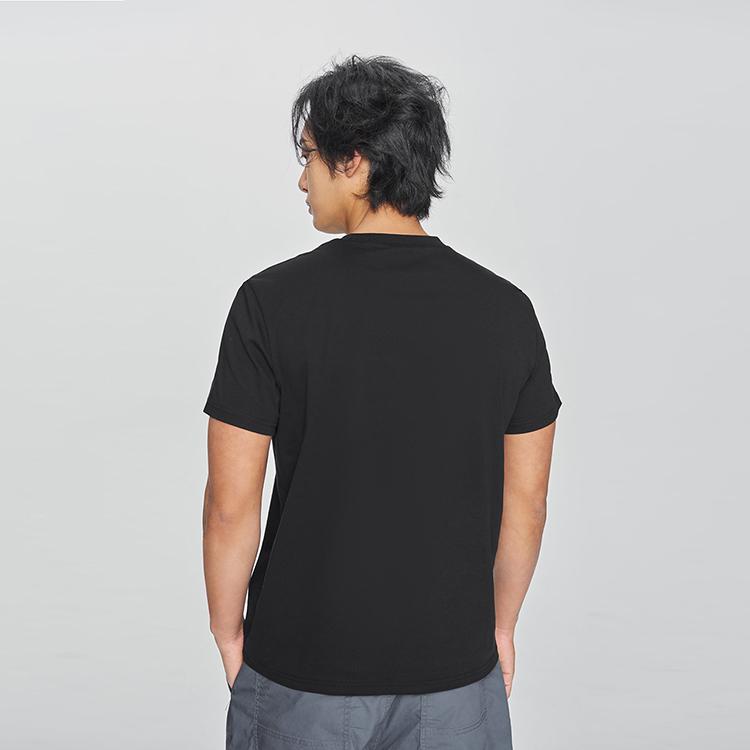 Standard Round Neck Small Logo Print Lightweight Casual Short Sleeve T-Shirt Men Tops Black LMT010157207754K11000
