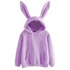 Winter Women's Kawaii Rabbit Ears Fashion Casual Solid Warm Sweatshirt Hoodie New Style