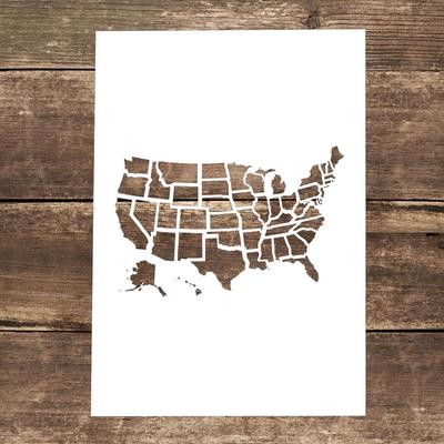A4 Size Decorative Reusable Map of America Stencil Template Painting Stencils for DIY Crafts Scrabooking Painting On Wood,Canvas,Floor,Wall and Tile