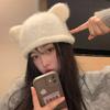 Fluffy Bear Ear Woolen Hat Soft Brimless Beanie Cap Fashion Knitted Pullover Hat  Winter