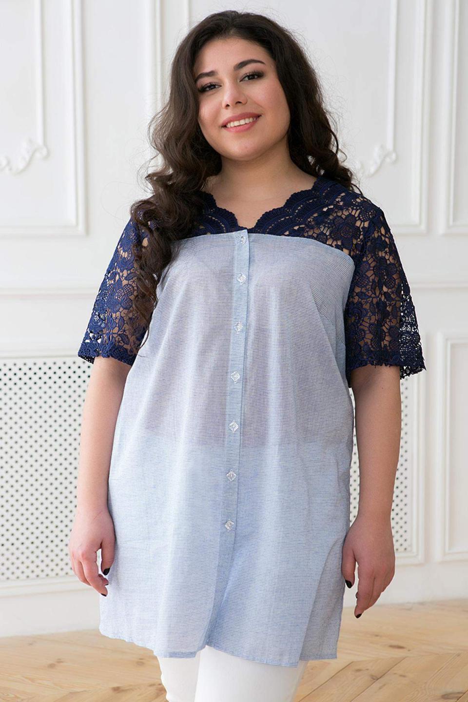 

Комбінована сорочка Tatiana Оскар 5XL синій